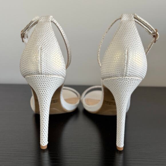 Lulu's | Loveliness White Lizard Strap Heels - Picture 7 of 8